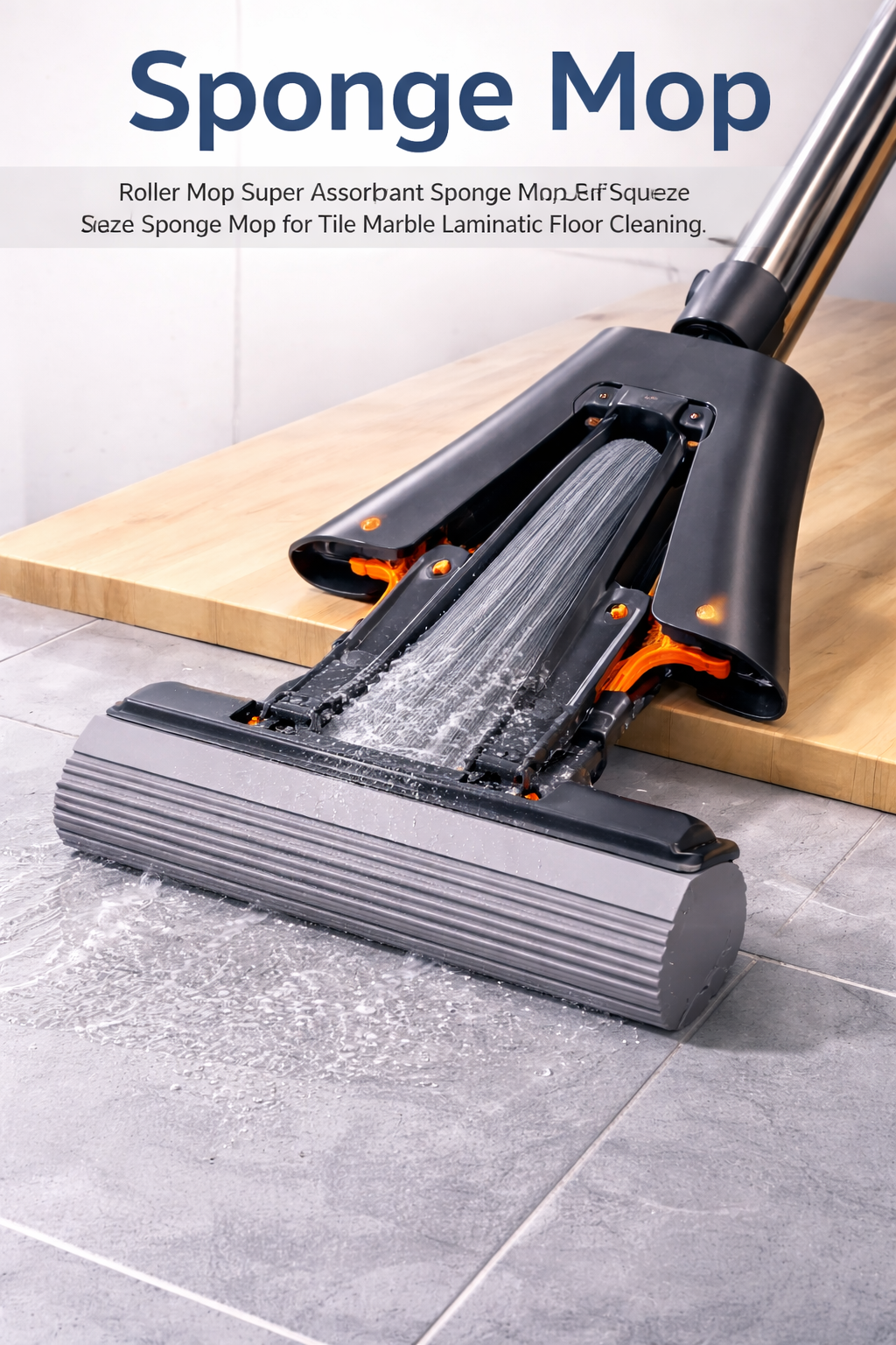 Advanced Self-Wring Sponge Mop – Premium Roller Mop for Tile, Marble & Laminate Care